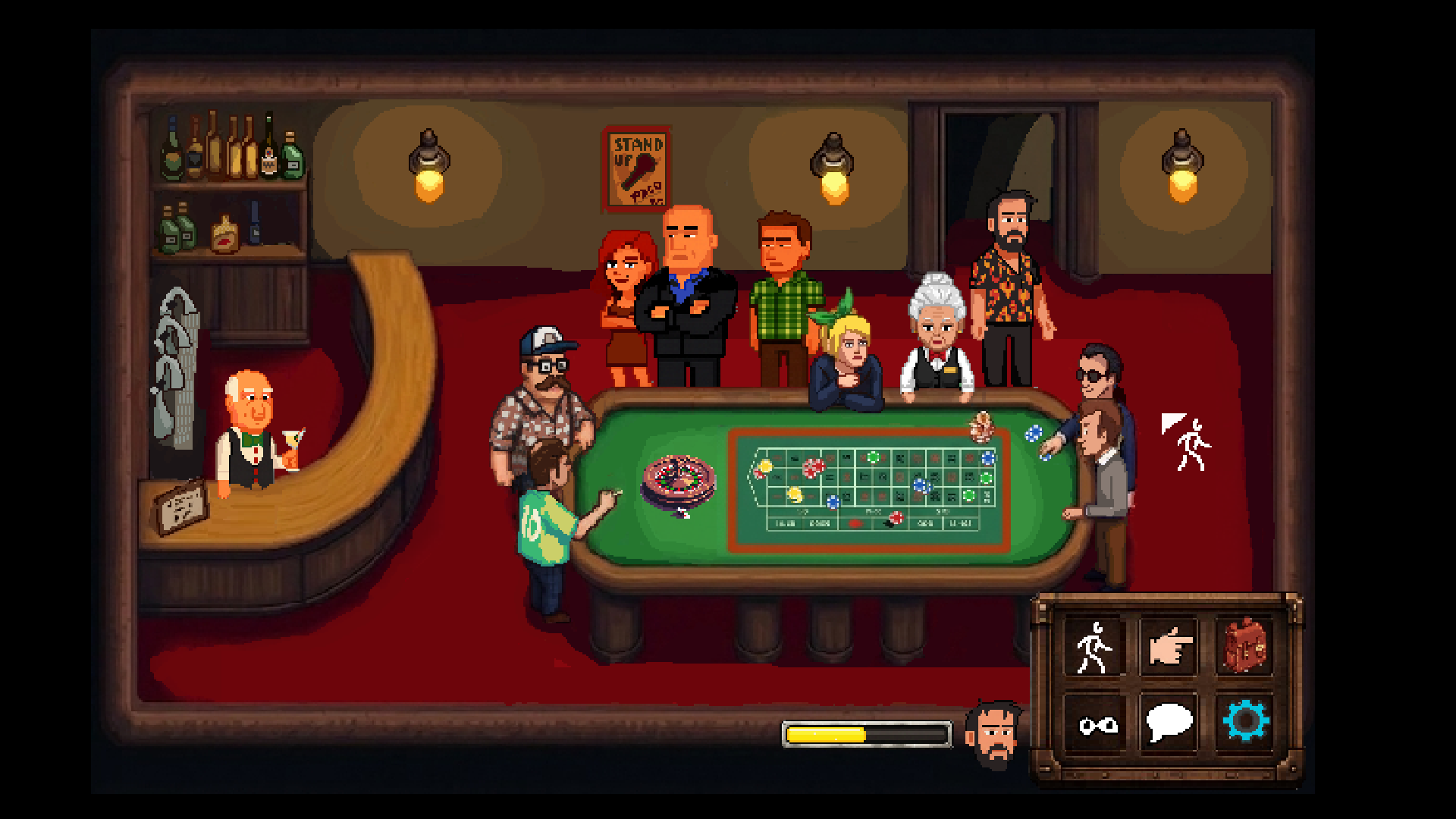 Casino scene with multiple characters